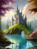 Château Diy Kits Acrylique Peinture Par Numéros Pour Adulte Enfant MJ8373