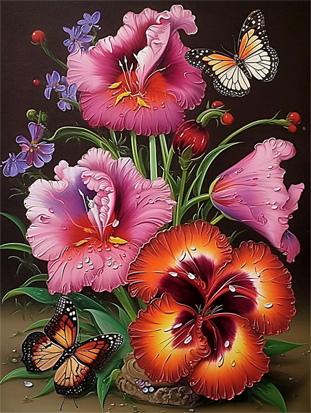 Fleur Diy Kits Acrylique Peintures Par Numéros Pour Adulte Enfant MJ2570