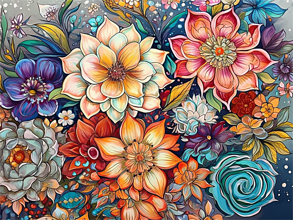Fleur Diy Kits Acrylique Peintures Par Numéros Pour Adulte Enfant MJ2621