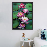 Lotus Diy Kits Acrylique Peintures Par Numéros Pour Adulte Enfant MJ2637
