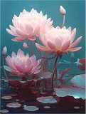 Lotus Diy Kits Acrylique Peintures Par Numéros Pour Adulte Enfant MJ2644