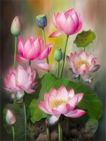 Lotus Diy Kits Acrylique Peintures Par Numéros Pour Adulte Enfant MJ2645