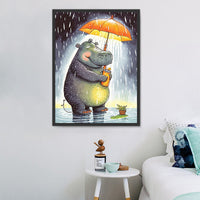 Hippopotame Diy Kits Acrylique Peintures Par Numéros Pour Adulte Enfant MJ7002
