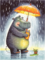 Hippopotame Diy Kits Acrylique Peintures Par Numéros Pour Adulte Enfant MJ7002