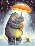 Hippopotame Diy Kits Acrylique Peintures Par Numéros Pour Adulte Enfant MJ7002