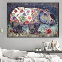 Hippopotame Diy Kits Acrylique Peintures Par Numéros Pour Adulte Enfant MJ7003