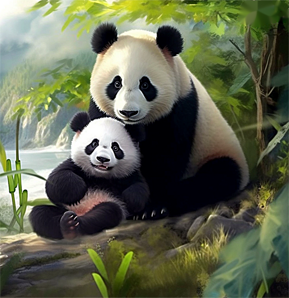 Panda Diy Kits Acrylique Peintures Par Numéros Pour Adulte Enfant MJ8061