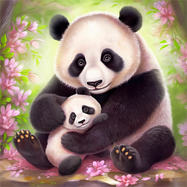 Panda Diy Kits Acrylique Peintures Par Numéros Pour Adulte Enfant MJ8063