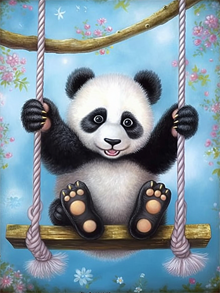 Panda Diy Kits Acrylique Peintures Par Numéros Pour Adulte Enfant MJ8079