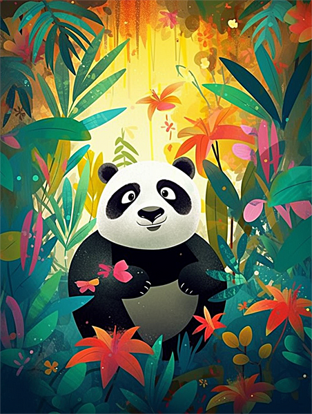Panda Diy Kits Acrylique Peintures Par Numéros Pour Adulte Enfant MJ8083