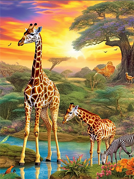 Girafe Diy Kits Acrylique Peintures Par Numéros Pour Adulte Enfant MJ8155