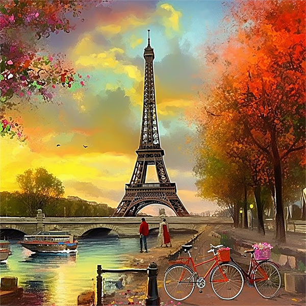 Tour Eiffel Diy Kits Acrylique Peintures Par Numéros Pour Adulte Enfant MJ8348