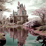 Château Diy Kits Acrylique Peintures Par Numéros Pour Adulte Enfant MJ8363