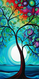 Arbre Diy Kits Acrylique Peintures Par Numéros Pour Adulte Enfant MJ8671