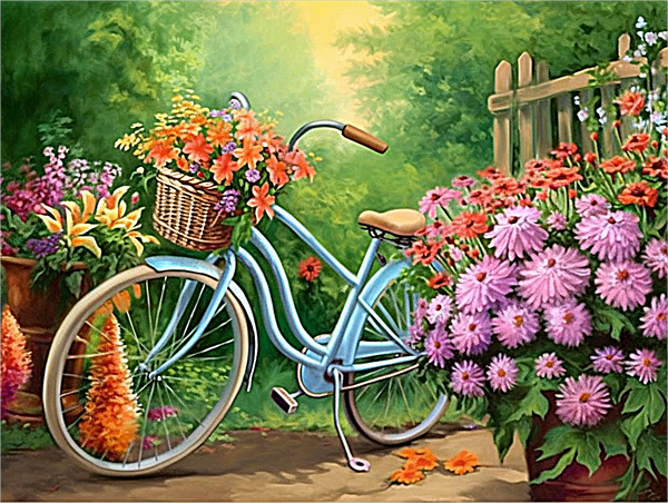 Bicyclette Diy Kits Acrylique Peintures Par Numéros Pour Adulte Enfant MJ8975