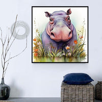 Hippopotame Diy Kits Acrylique Peintures Par Numéros Pour Adulte Enfant MJ9000