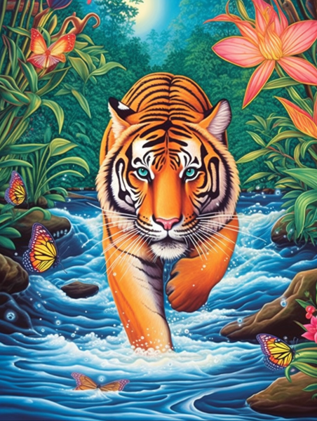 Tigre Diy Kits Acrylique Peintures Par Numéros Pour Adulte Enfant MJ1255