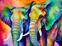 Éléphant Diy Kits Peintures Par Numéros MJ1380