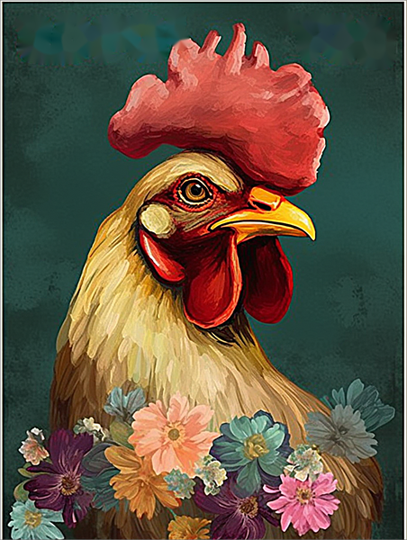 Poulet Diy Kits Acrylique Peintures Par Numéros Pour Adulte Enfant MJ1715