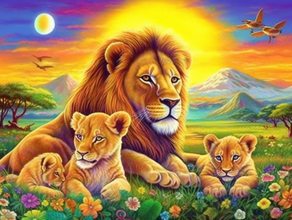 Lion Diy Kits Acrylique Peintures Par Numéros Pour Adulte Enfant MJ9202