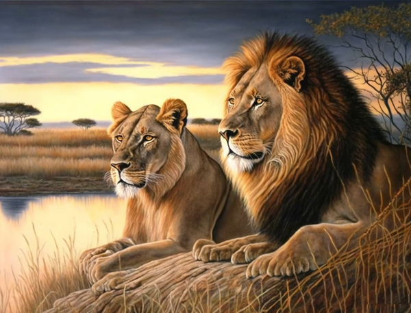 Lion Diy Kits Acrylique Peintures Par Numéros Pour Adulte Enfant MJ9206